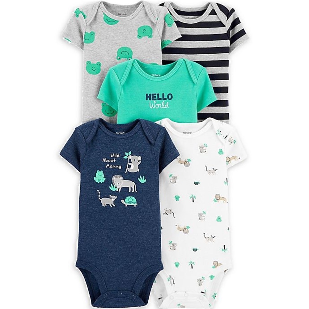 Carter's 5 Pk Short Sleeve Bodysuits Set -Wild About Mommy-Newborn
